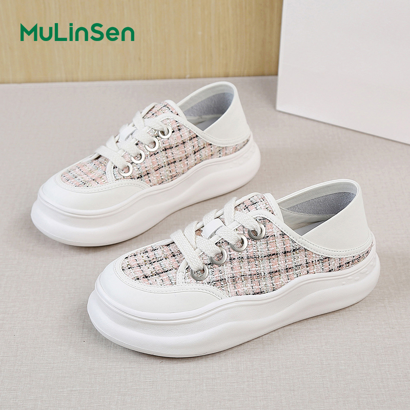 Mulinsen canvas shoes women's 2025 new spring and summer breathable women's shoes students all-match soft bottom casual low-top shoes