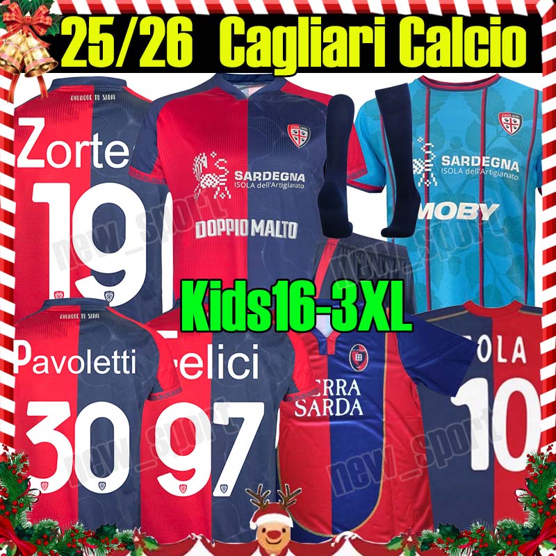 3XL 25/26 Cagliari Calcio soccer jerseys PICCOLI PAVOLETTI LUVUMBO COMAN MUTANDWA ZORTEA VIOLA GAETANO Retro 2003 04 05 Men Kids Kit socks full sets football shirts