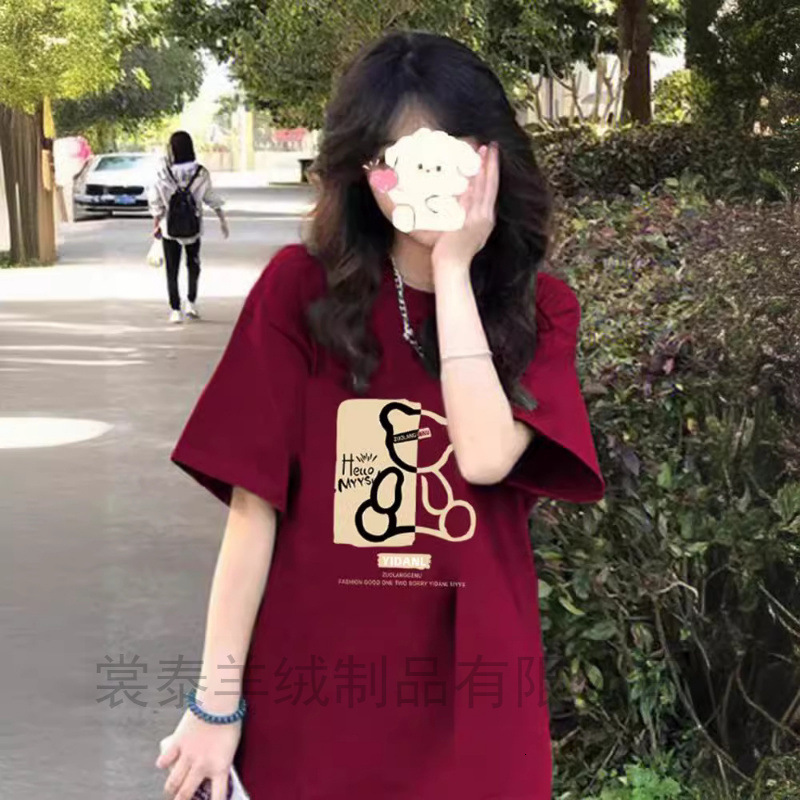 2025G pure cotton short sleeved women's S fashion Korean style student T-shirt unisex couple half sleeved versatile youth T-shirt new designer T-