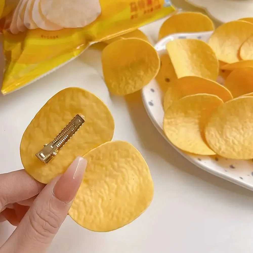 2/4/6Pcs Funny Hair Clips Simulated Potato Chip Hairpin Creative Cute Students Duckbill Clip Side Clip Hair Accessories 2025 Z250729