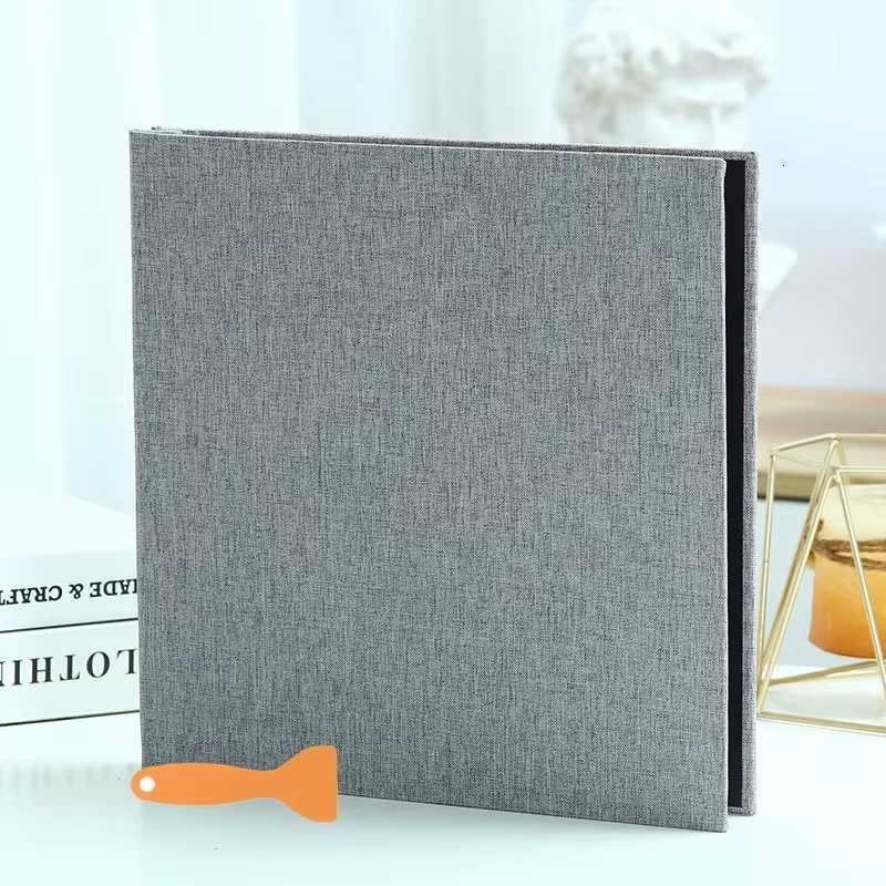 Large Capacity Photo Album Solid Color Linen Self-Adhesive Laminating DIY Photo Album 20 Sheets Family Anniversary Wedding Photo Z250729