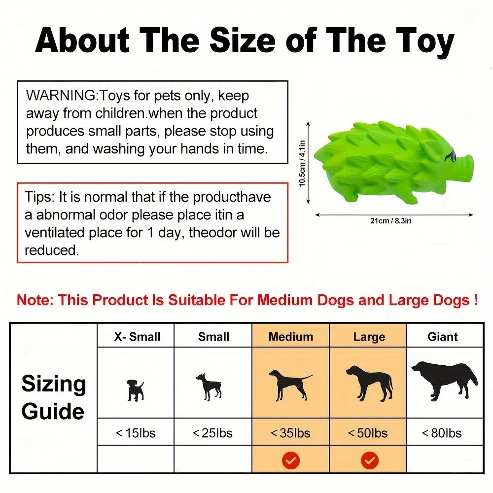 A Large Hedgehog Latex Squeak Dog Bite Toy Durable Rubber Teeth Grinding for Medium to Dogs No Battery Required 250729
