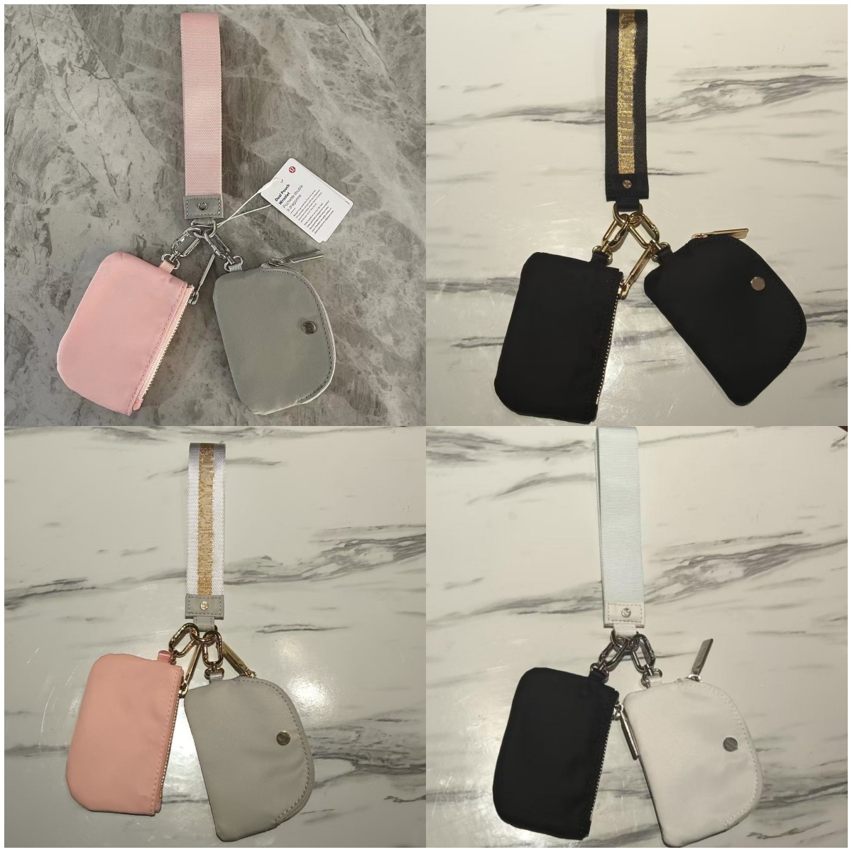 20 Colors Black GOLd Yohain Bag Dual Pouch Mini Zip Around Wristlet Portable luluity le keychain Keychain Wallet Coin Purse Pocket Bag key bag mini bags 0729