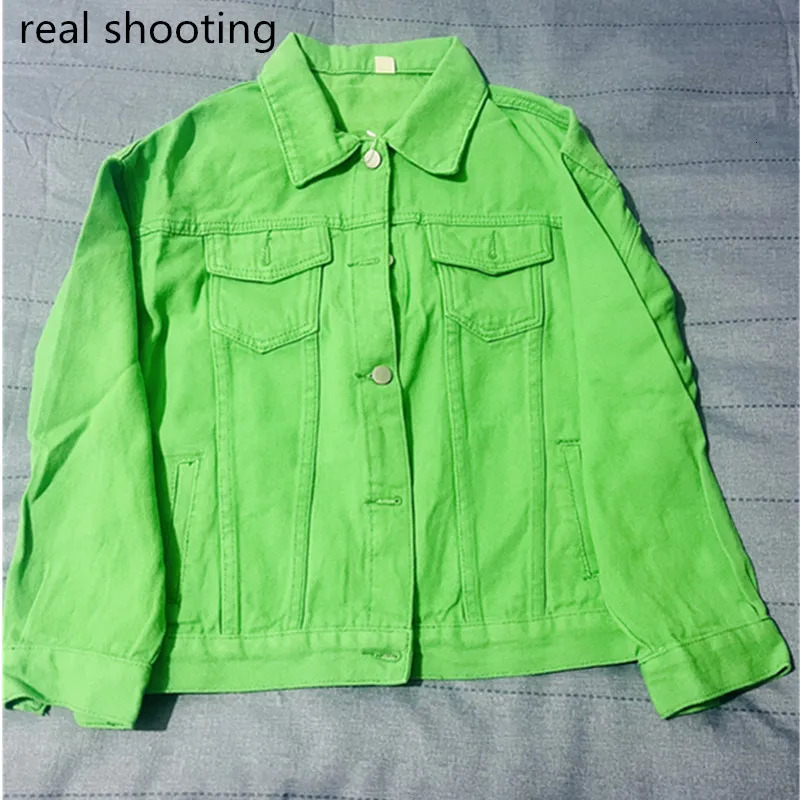 Solid Short Womens Denim Coat Spring Autumn Female Loose Jeans Jacket Purple Student Casual Outwear White Pink Yellow Red Black 250729