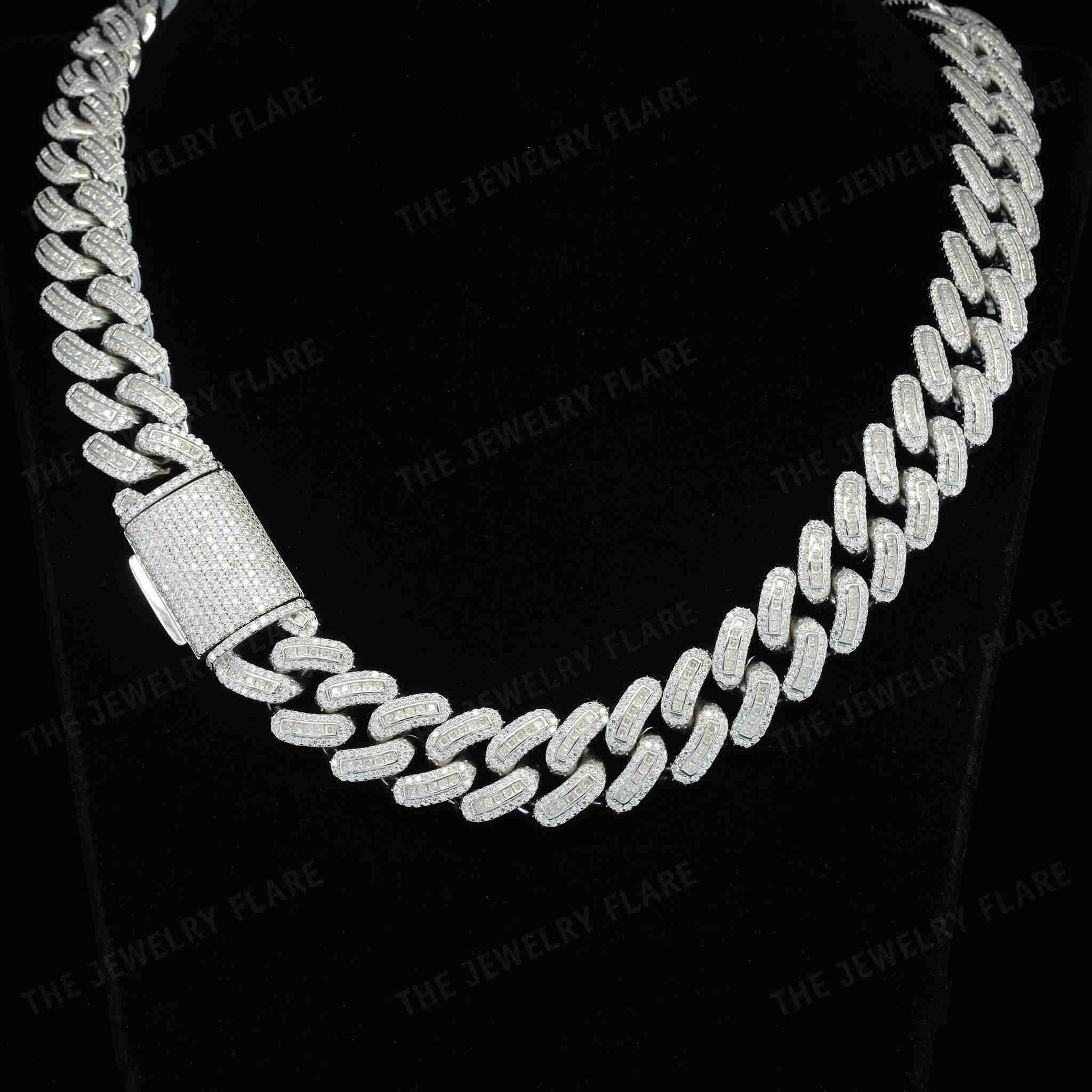 Luxury Iced Out Cuban Link Chain Necklace VVS Moissanite 925 Sterling Silver Mens Hip Hop Bling Jewelry with Box Clasp
