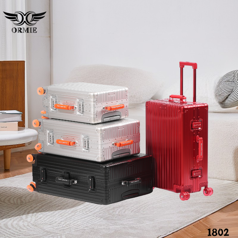 Casual Fashion Boarding Aluminum Suitcase w/ Quiet Rolling Wheels