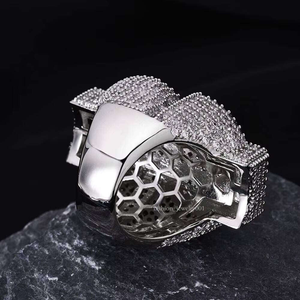 XY Men's Hip-Hop Style Silicon Stone Ring with Zircon and Dollar Sign Ice-Cold Passed Tester