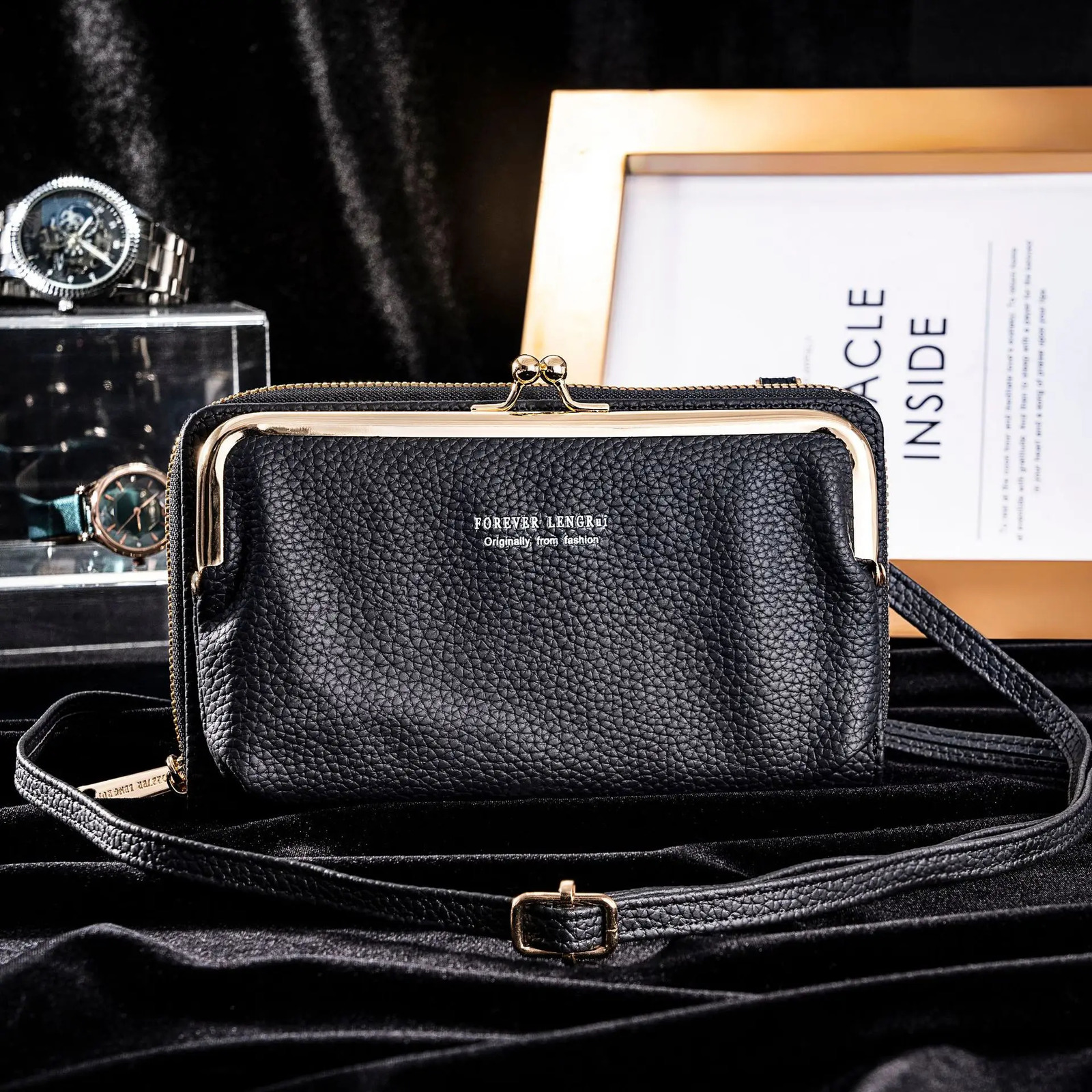 Fashion Single Shoulder Crossbody Cell Phone Bag Kissing Clasp Versatile Satchel Multi Card Position Keycase Female 250725