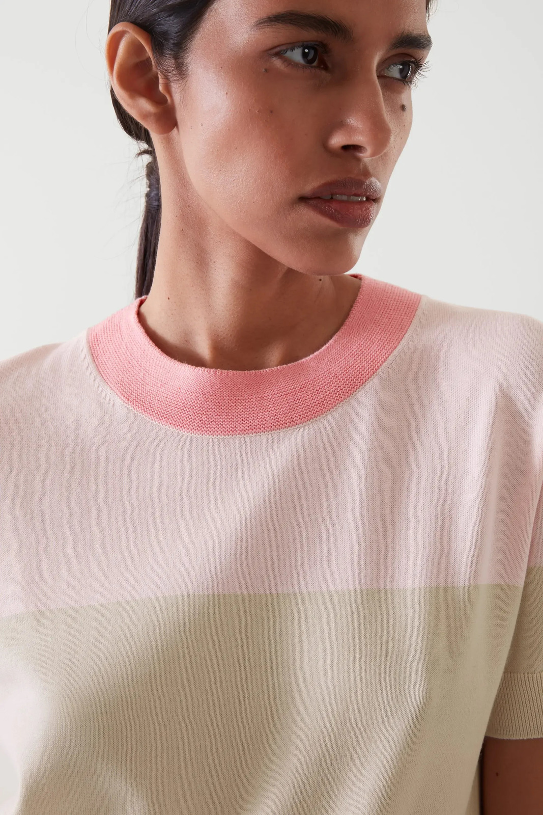 eteral costume cos spring style of ladies casual colorblocked knitted Tshirt 250729