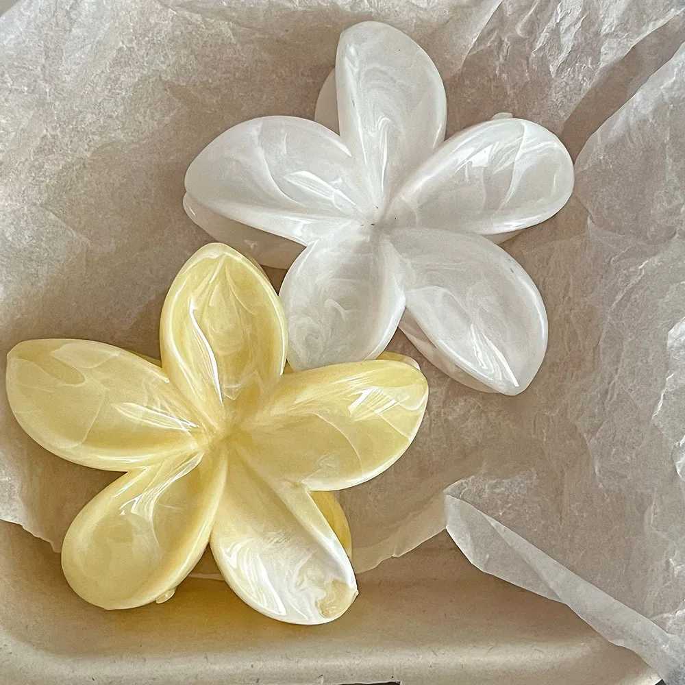 2Pcs Sweet Summer Beach Vacation Large Hair Claw Clip Hairwear Bobo Color Flower Acrylic Ponytail Clip Hairpin Hair Accessories Z250729