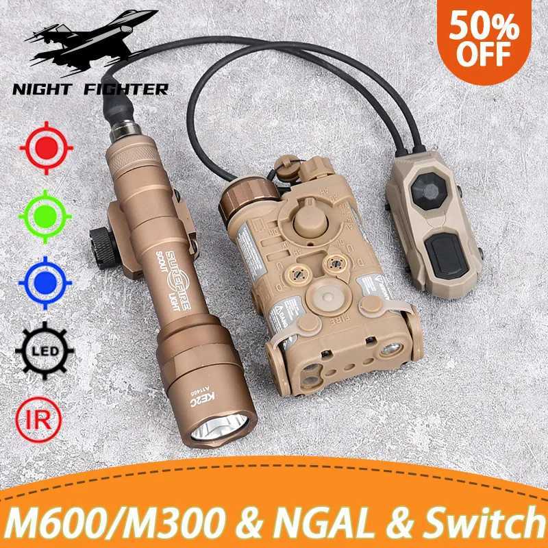 WADSN Tactical NGAL Red Green Blue Indicator M300A M600U Hunting Scout Light With AXON Dual Control Switch Fits 20MM Rail R250728
