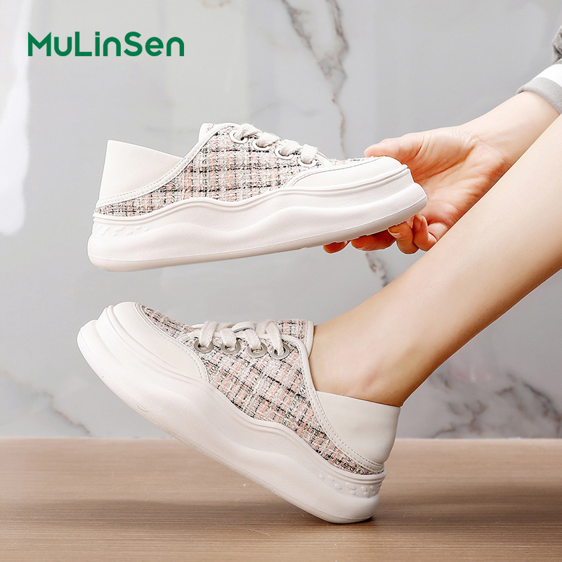 Mulinsen canvas shoes women's 2025 new spring and summer breathable women's shoes students all-match soft bottom casual low-top shoes