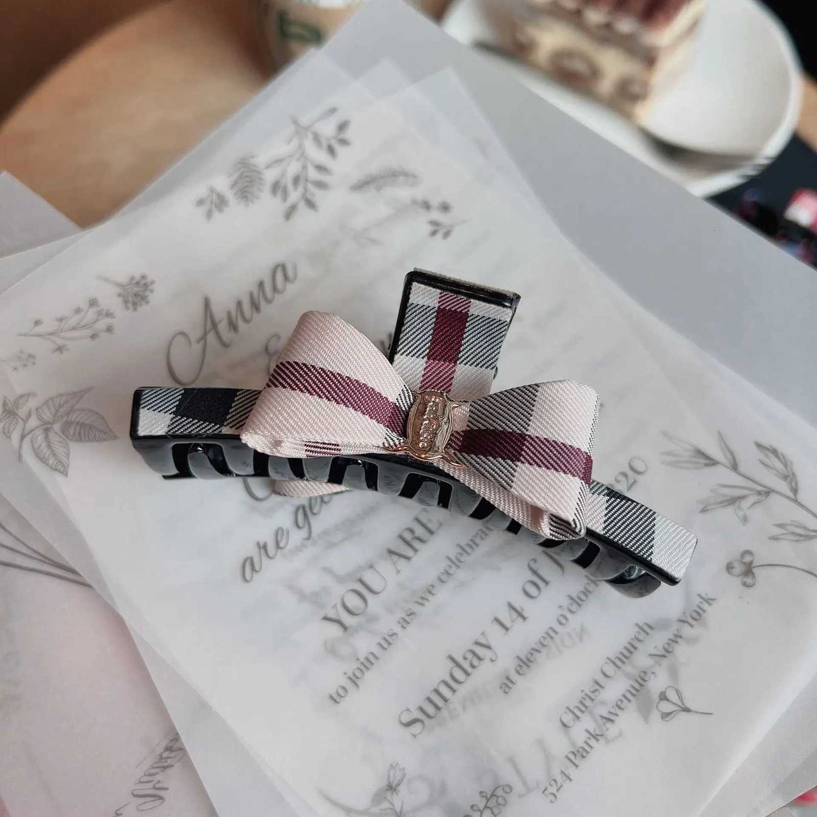 igh Quality Plaid Bow Acrylic Hair Claws For Women 2023 Koren Fashion Striped Bow-knot Hair Crabs Adult Hair Clips Hairgrips Z250729