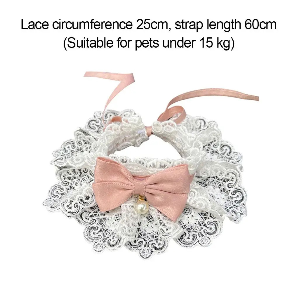 Fashion Neck Strap Dog Saliva Towel Neckerchief Pearl Collar Puppy String Bib Lace Bowknot 250729