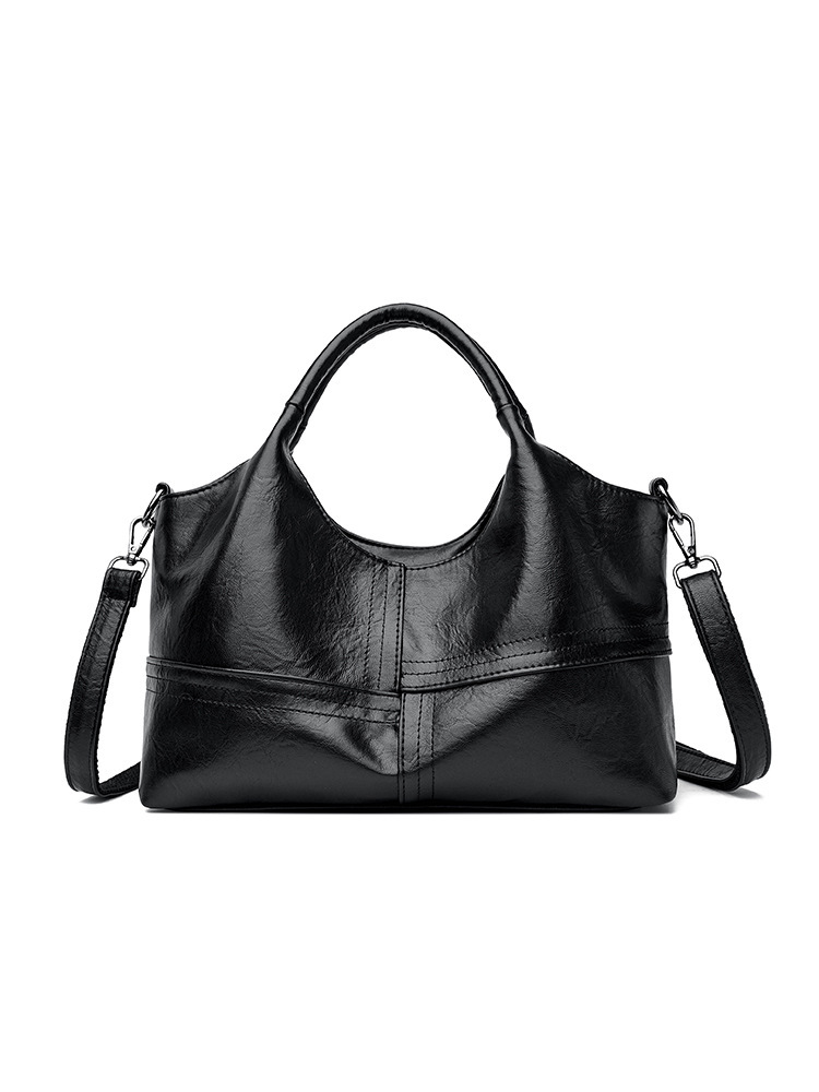 DHAL Textured Soft Leather Handbag for Middle-aged Women, New Lightweight Commuter Large Capacity Crossbody Basket Bag