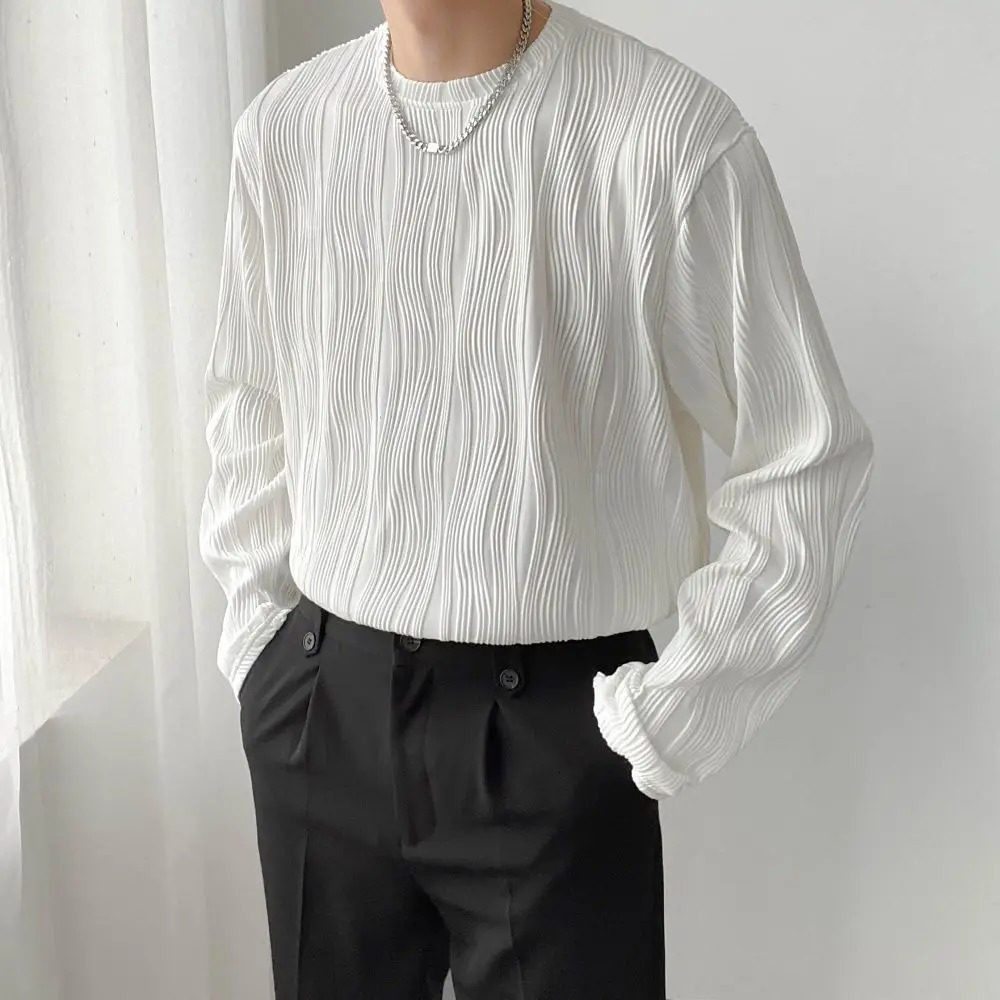 Spring Autumn Mens Long Sleeve Round Neck Loose TShirt Casual Base Layer 250729