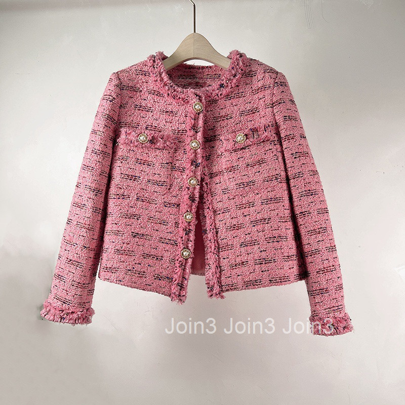 Korean East Gate Fashion Texture Small Fragrance Coat Womens Thick Flower Fabric Autumn/Winter Tassel Heavy Industry Outwear Network Red