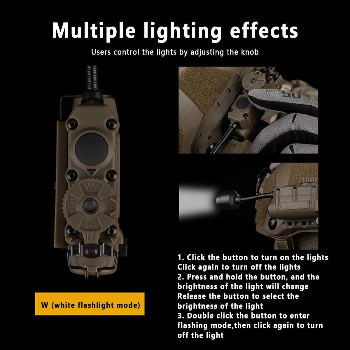Tactical Helmet Strobe Light Sidewinder LED Helmet Light White Red Green Blue IR Light Stalk Arc Rail Helmet Clip Flashlight R250728