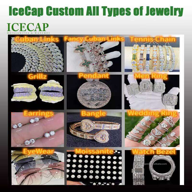 Fine Jewelry 8mm Moissanite Hip Hop Dia Gold Color Sier Iced Punk Cuban Link Rope Bracelet