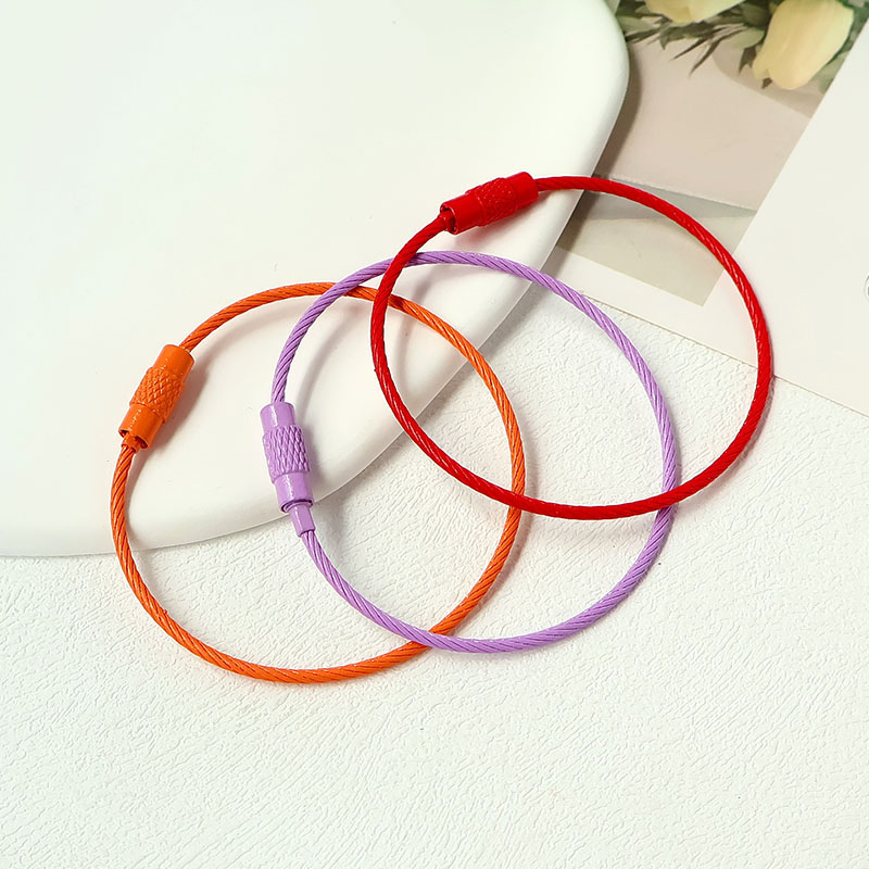 Factory direct candy color DIY keychain accessories wire ring color key ring baking paint key ring wire rope