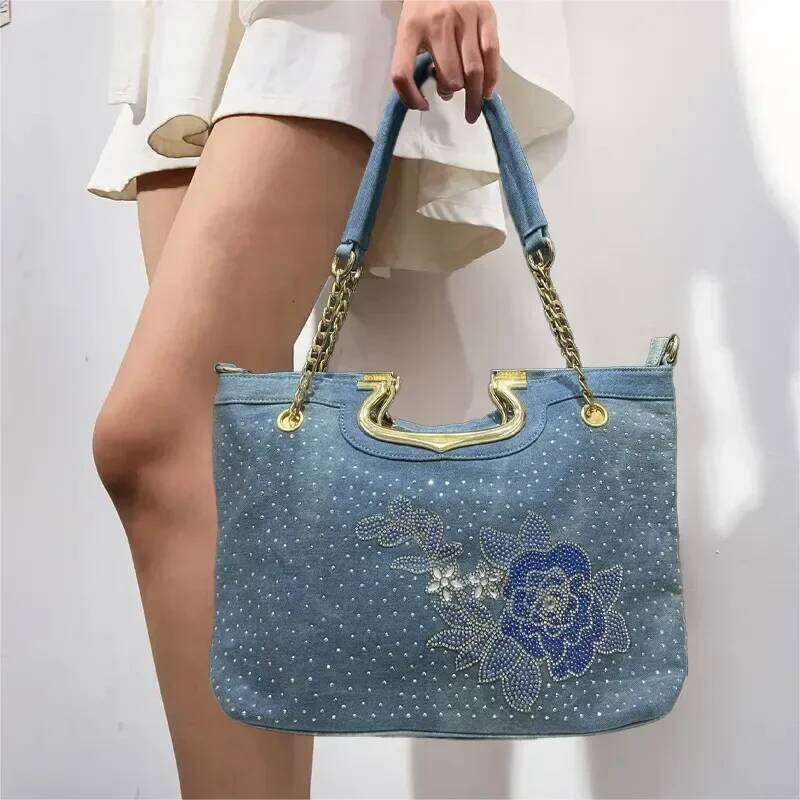 Luxury Designer Ladies Fashion Elegance Dia Shoulder, Large Capacity and Personalized Floral Sparkling Handbag