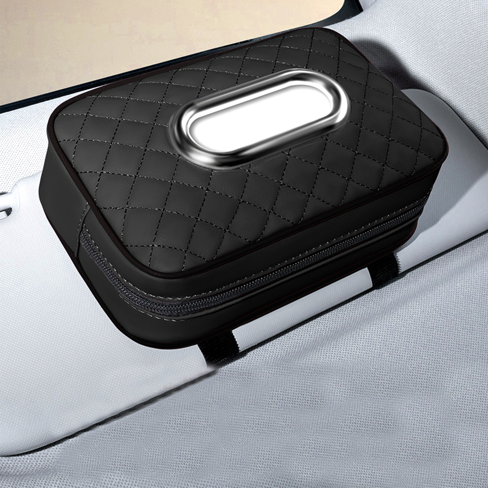 Car Tissues Holder,Tissue Box Holder for Car, Car Napkin Case, Hanging Paper Towel Clip, PU Leather Tissue Box, Paper Carton