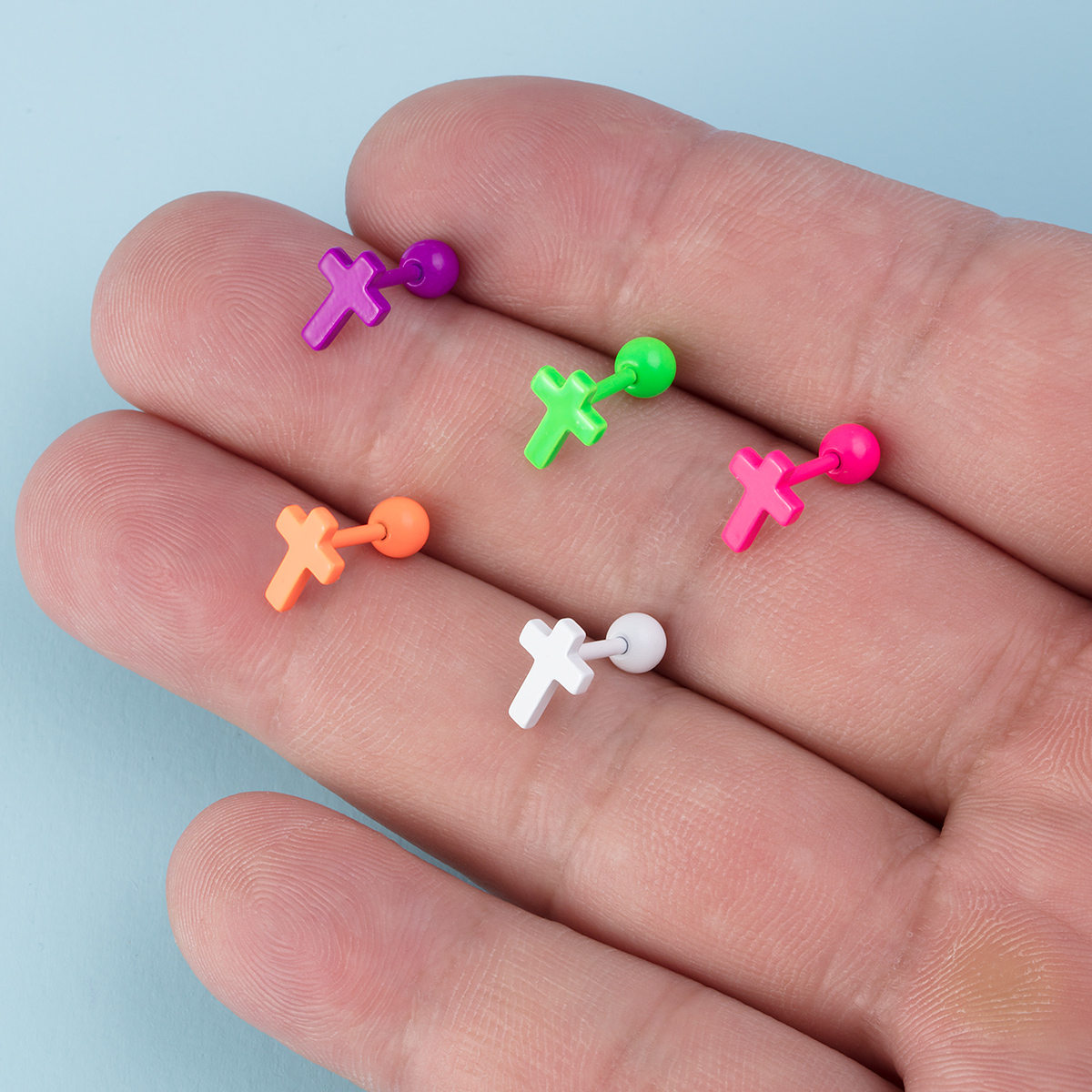 Baking paint stainless steel cross ear bone nail human piercing earring jewelry wholesale