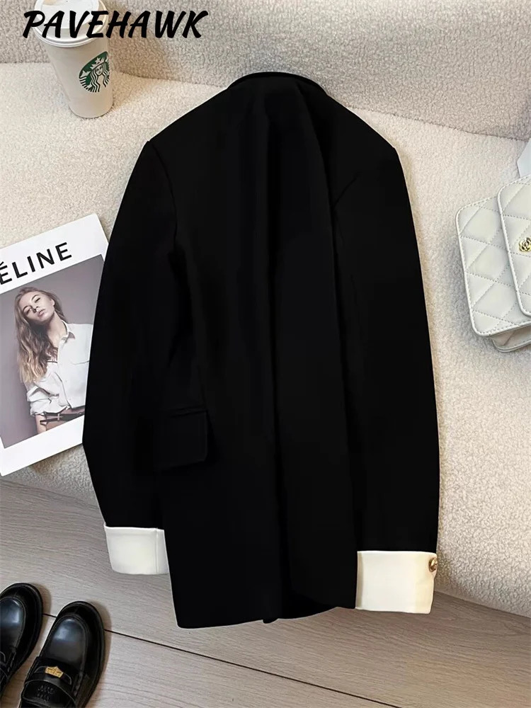 Women Long Sleeve Office Lady Blazers Autumn Winter Solid Casual Single Breasted Chic Notched Blazer Ladies Jackets Clothing 250729
