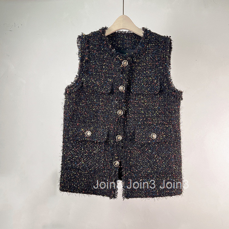 Internet Celebrity French Style Small Fragrance Vest Coat for Women Autumn and Winter New Elegant Thick Tweed Vest Top Mid-Length Coat