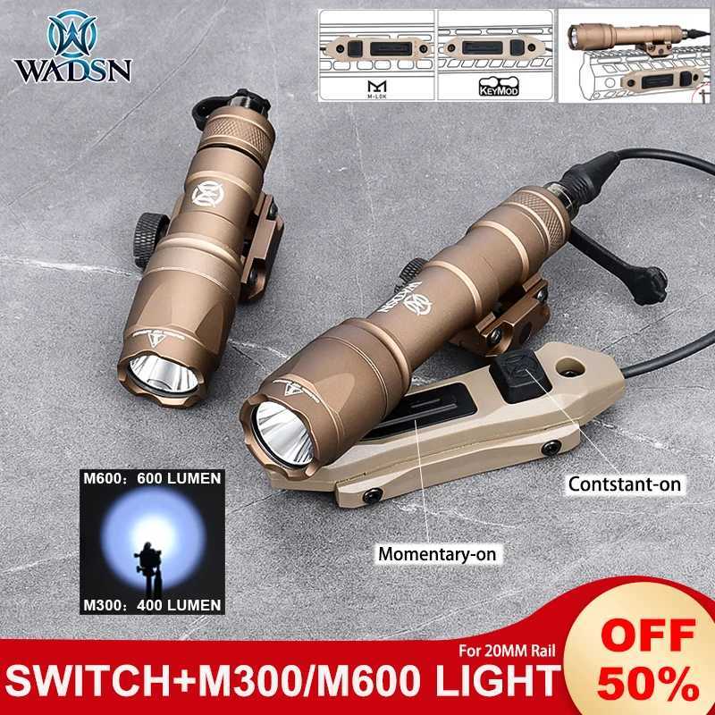 300 Tactical Scout Light M600 Flashlight With Dual Function Pressure Switch Outdoor Airsoft Hunting Spotlight Fit M-Lok Keymod R250728