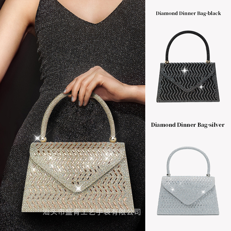 DHAL Rhinestone New Evening Large Capacity Handheld Women's Wedding Bridesmaid KTV Princess Dress Bag