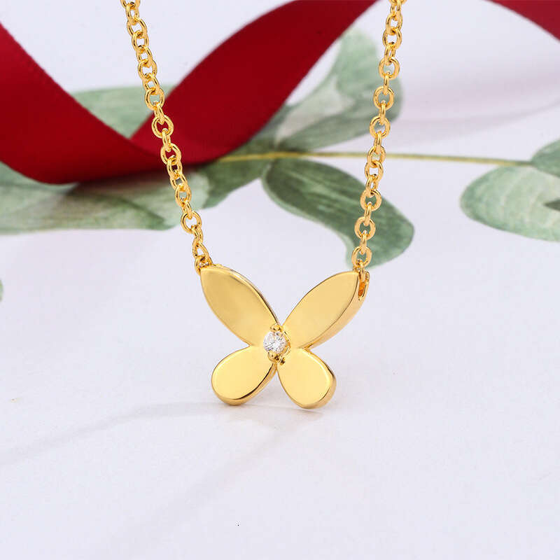 New Phantom Necklace Meteor Metal Glossy Butterfly Pendant Women's Versatile Collarbone Chain