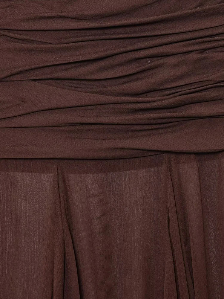 TRAF European and American style summer fashion womens clothing temperament slim simple translucent pleated n skirt 250729