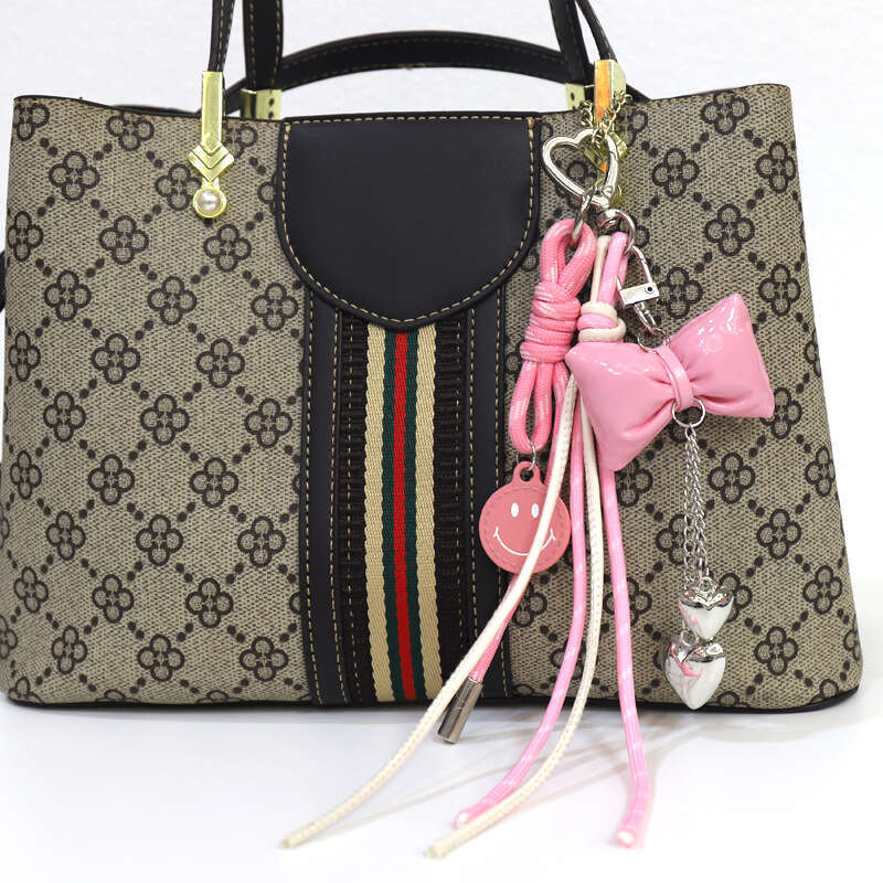 Huayang New Bowknot Heart-shaped Hanging Rope Hand Keychain Accessories Miu-style Bag Pendant