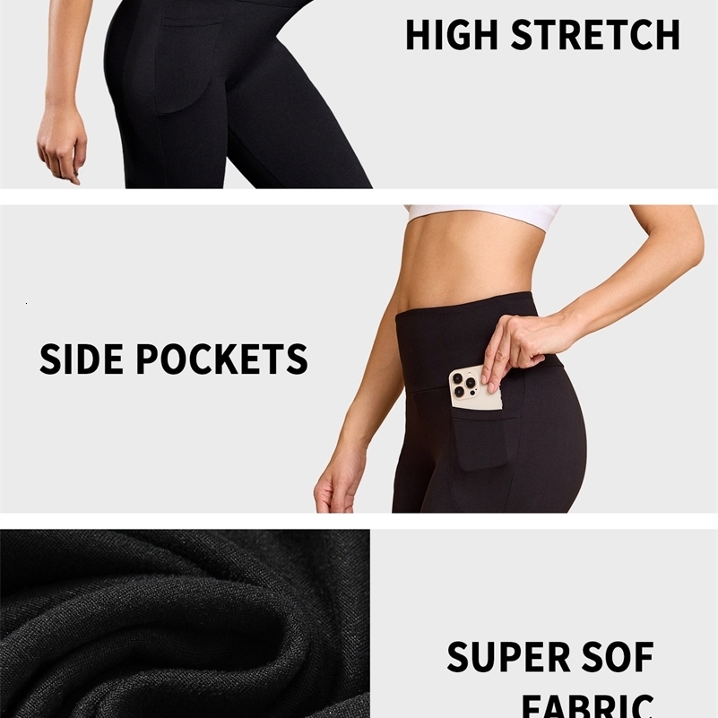 High Waisted pants For Women With Pockets Tummy Control No See Through Workout Running Yoga Athletic Push Up Gym Leggings y250725