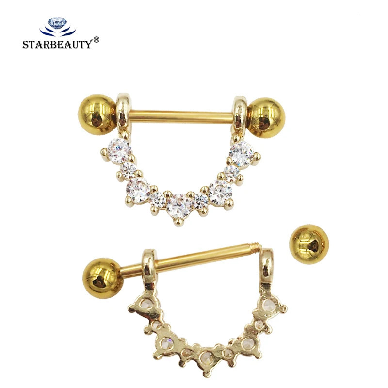 Real Stainless Steel With Zircon Stone 1.2*19mm Nipple Piercing Body Jewelry Nipple Rings 14G Silver Color Tongue Rings Balls 250729