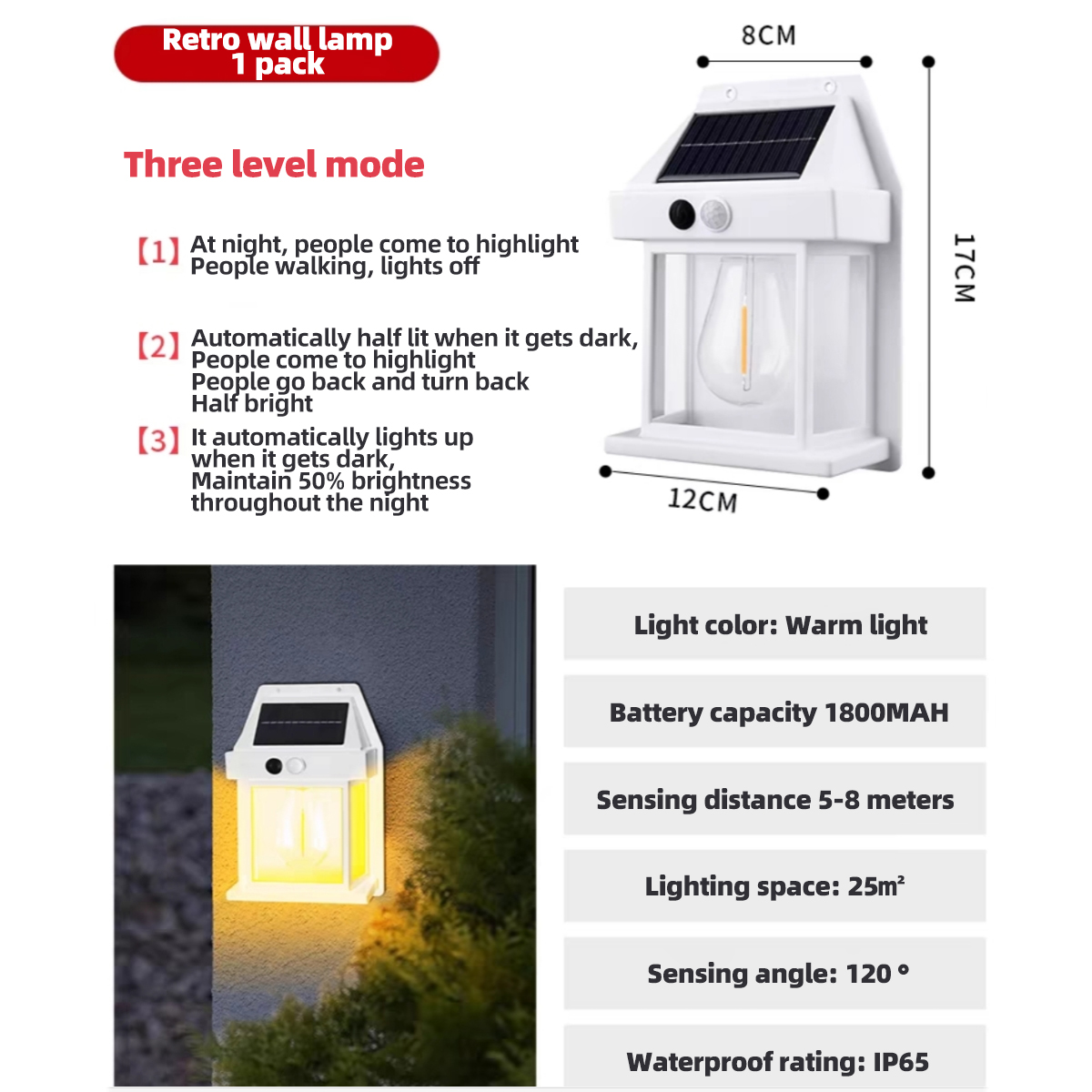 2025 Brand New Solar Powered Fence Outdoor Waterproof Simple Modern Corridor Staircase Exterior Wall Courtyard Lamp