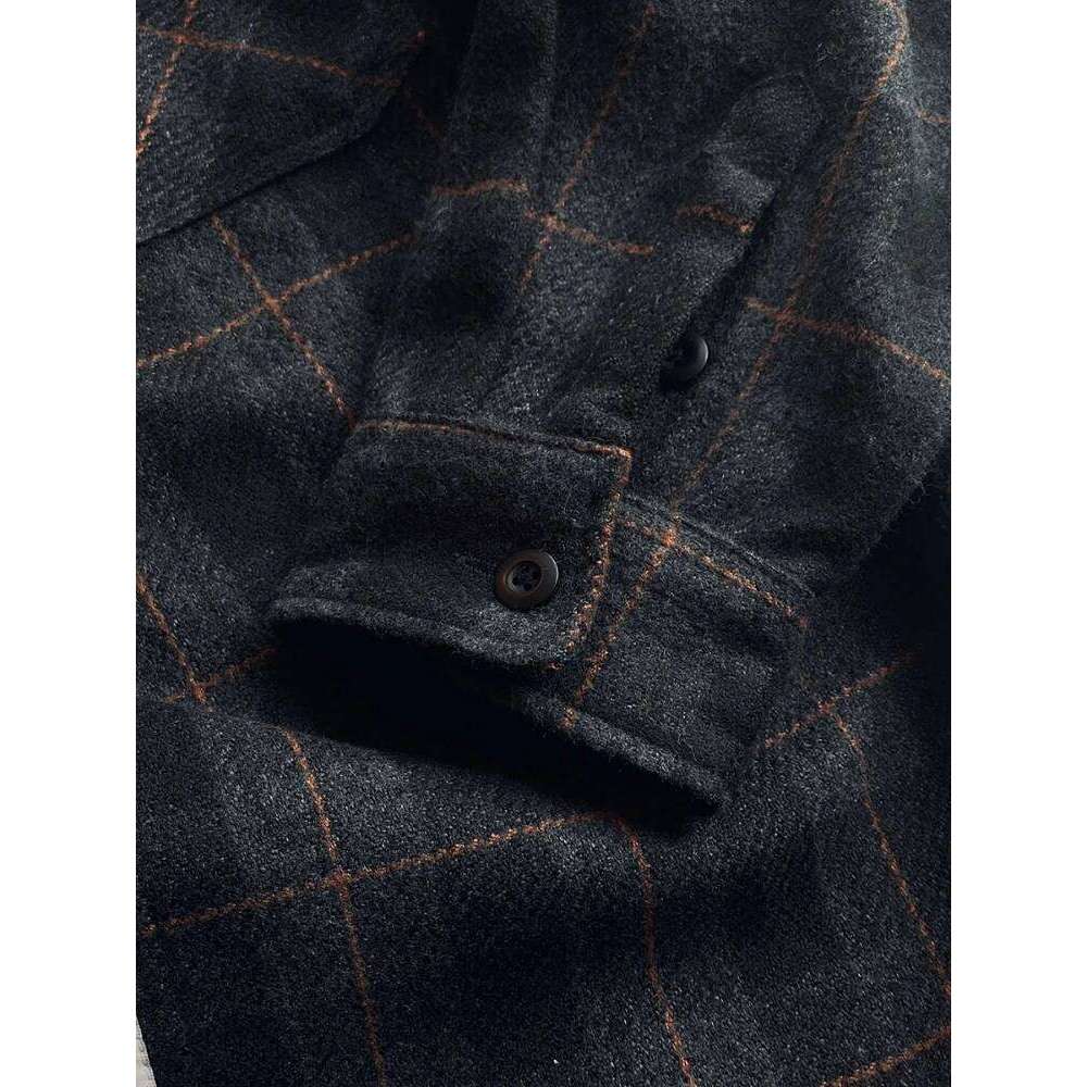 Mens Flannel Shirts American Vintage Streetwear Thick Plaid Oversized Cargo Long Sleeve Loose Fit Casual Workwear Autumn Winter 250728