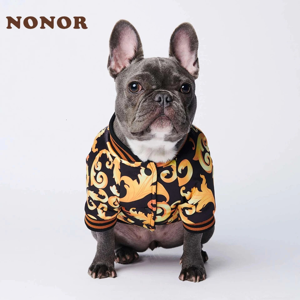 Luxury NONOR Gold Embroidery Dog Jacket Coat Warm Dog Clothes for French Bulldog Puppy Outfit Cotton Dogs Jacket Ropa Para Perro 250729