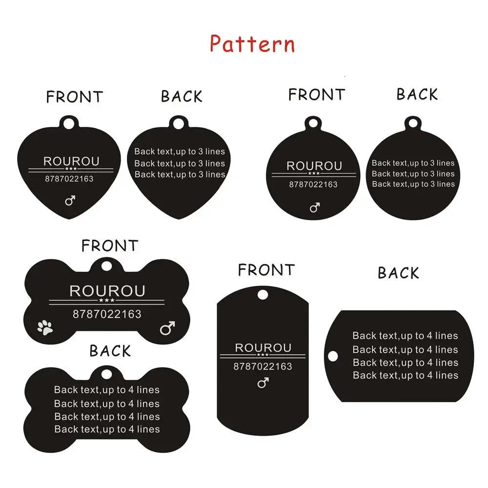 Personalized Engraved Cat Dog Pet ID Tag Dogs Anti-lost Collar Charm Engraving Pet Name Collar for Puppy Cats Collar Accessories 250729