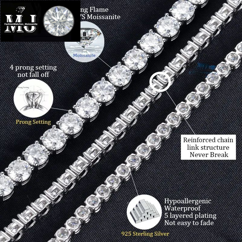 necklace fashion designer Pendant Necklaces Hip Hop Sier VVS Moissanite Dia Necklace moissanite tennis chain