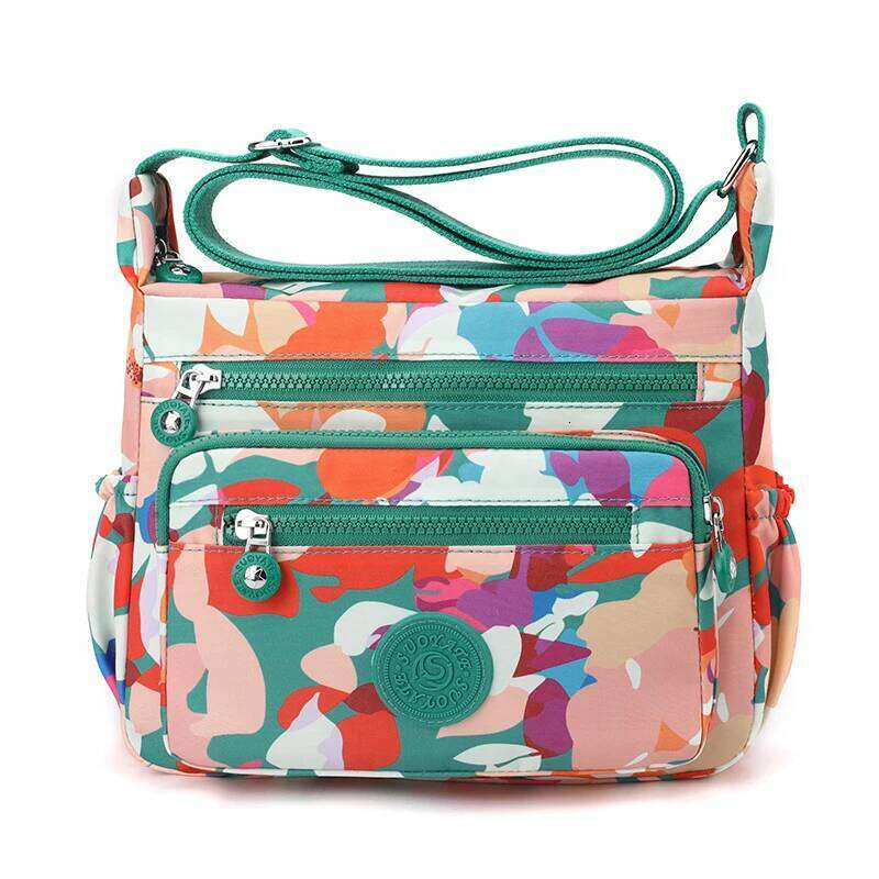 Fashion Floral Pattern Female Messenger High Quality Durable Nylon Shoulder Bag Pretty Style Multi-Pockets Women Handbag