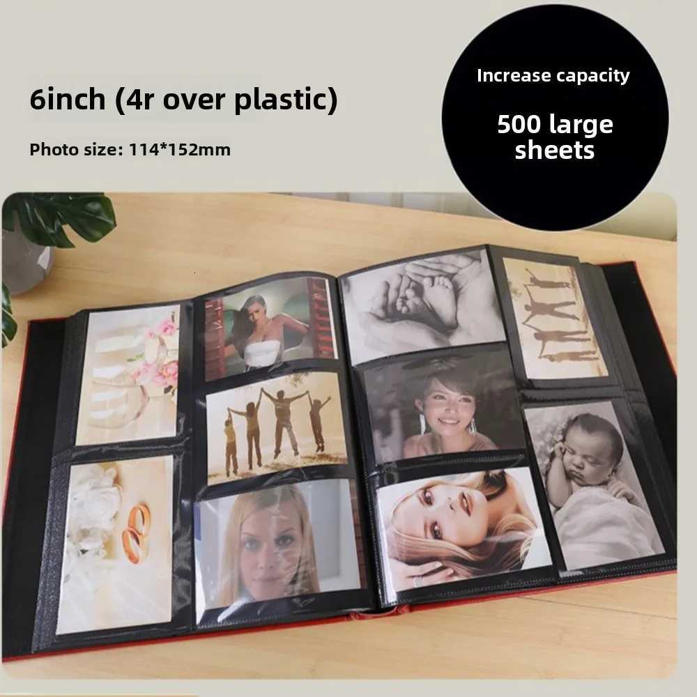 Photo Album shsh Photo Black Pages Large Capacity Leather Cover Wedding Family Photo Albums Holds 500 Horizontal Vertical Photos Z250729