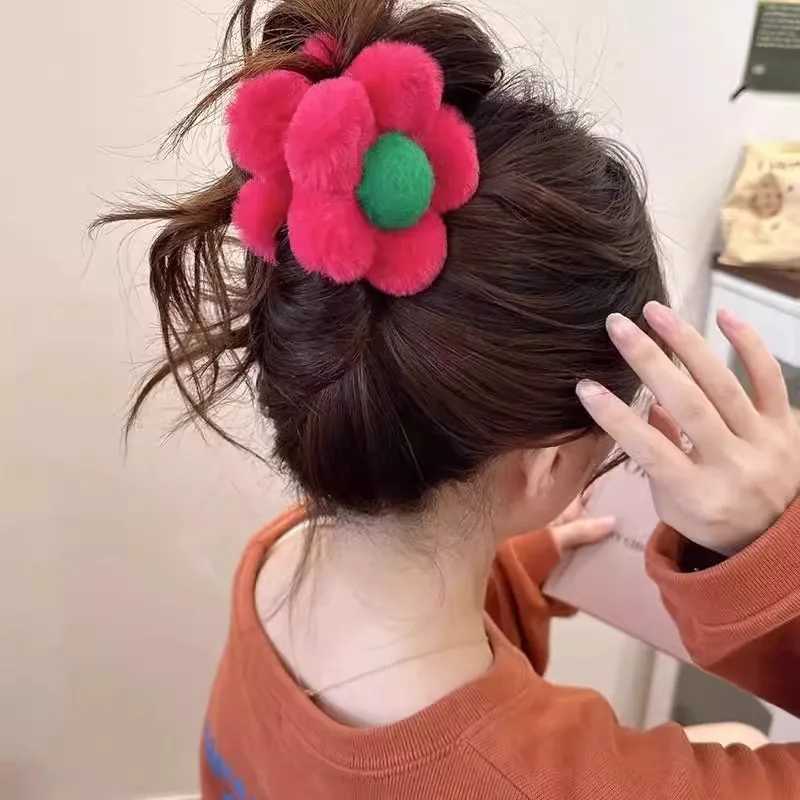 100% Cotton Linen Cotton Linen Cotton Linen Cotton Flower Hair Clip Back of Head Claw Shark Clip Fashionable Daily Hair Accessory for Girls Z250729