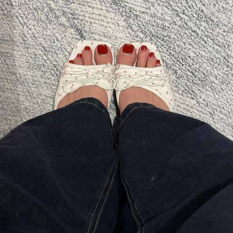 Summer Floral High Heels Women Slippers Fashion Square Toe Slip On Shoes Ladies Outdoor Party Dress Slides