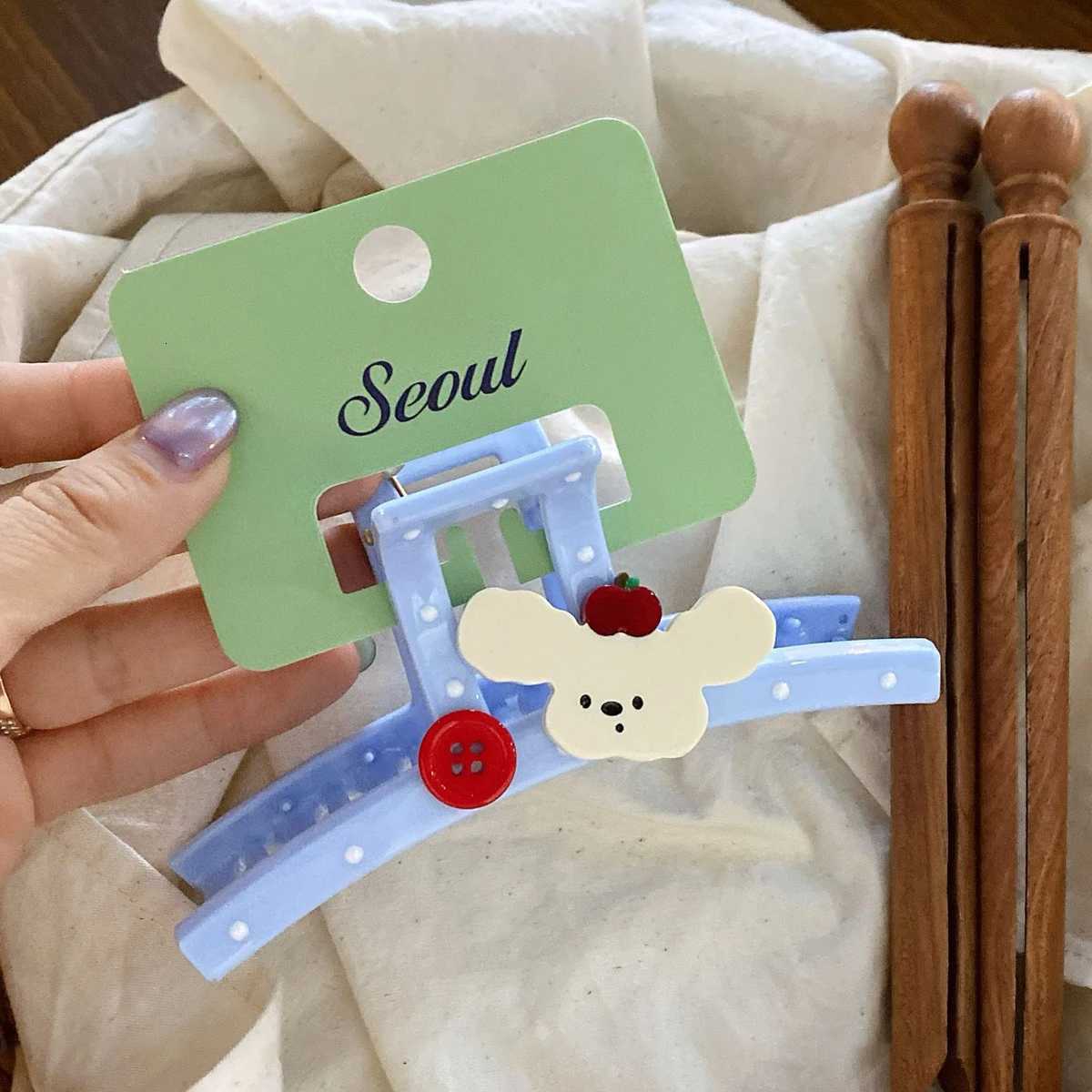 1pc Colorful Polka Dot Hairpin with Animal Puppy Design Sweet and Cute Updo Hair Clip Shark Clip Hair Accessory Z250729