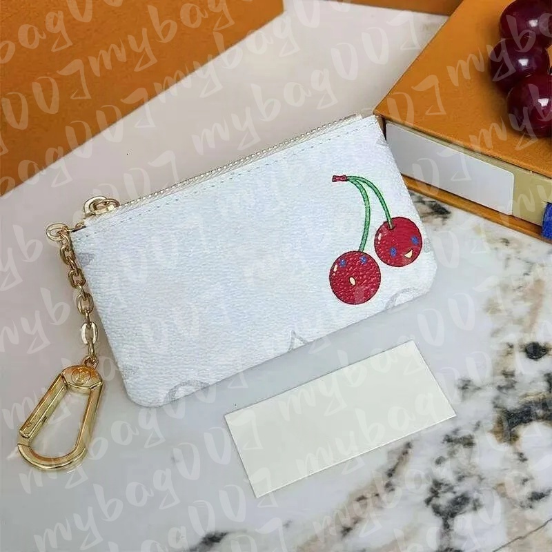 5A Designer Purse Passport Women Cover Card Holder Wallet Genuine Leather Cardholder Wallet Women Clutch Bags Coin Dust Bag Short Cherry Series free shipping