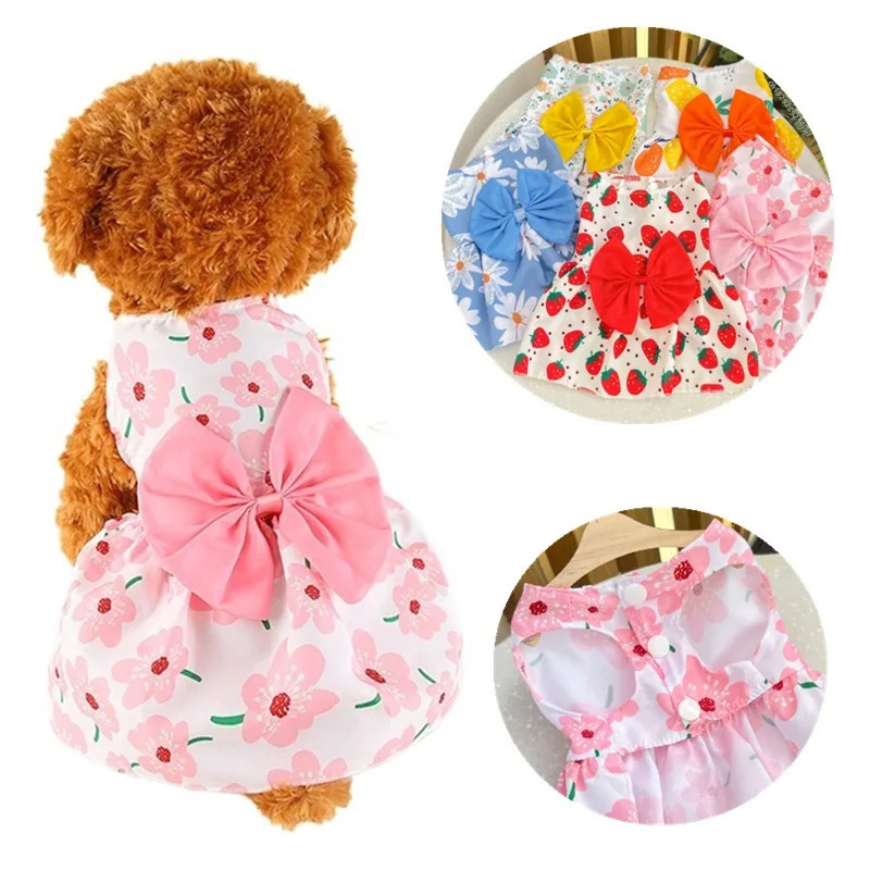 Spring Summer Dog Princess Dress Kitten Pet Skirt Cute Bow Lace for Small Medium Puppy Poodle Chihuahua 250729