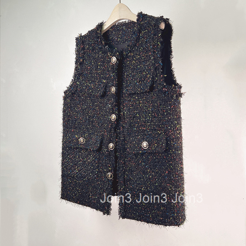 Internet Celebrity French Style Small Fragrance Vest Coat for Women Autumn and Winter New Elegant Thick Tweed Vest Top Mid-Length Coat