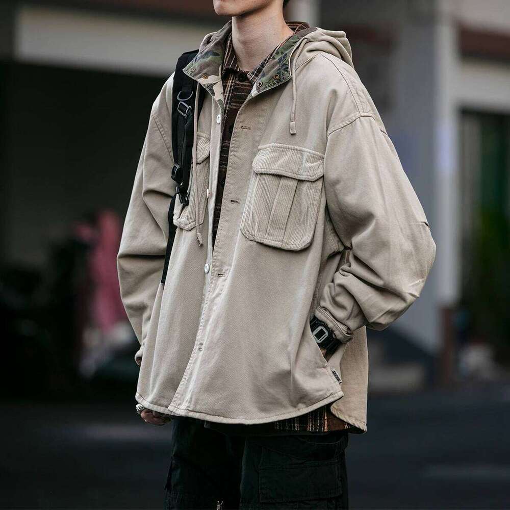 Japanese Streetwear High Quality Hooded Jacket For Men Clothing Haruku Vintage Casual Cargo Coat Outdoor Trend Hoodie Male 250728
